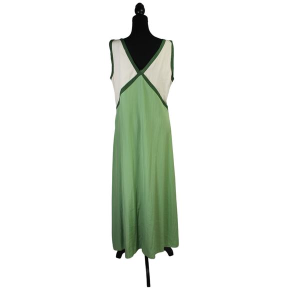 Rotimica Green Ivory Colorblock Maxi Dress with V-Neck Size XL - Picture 4 of 10